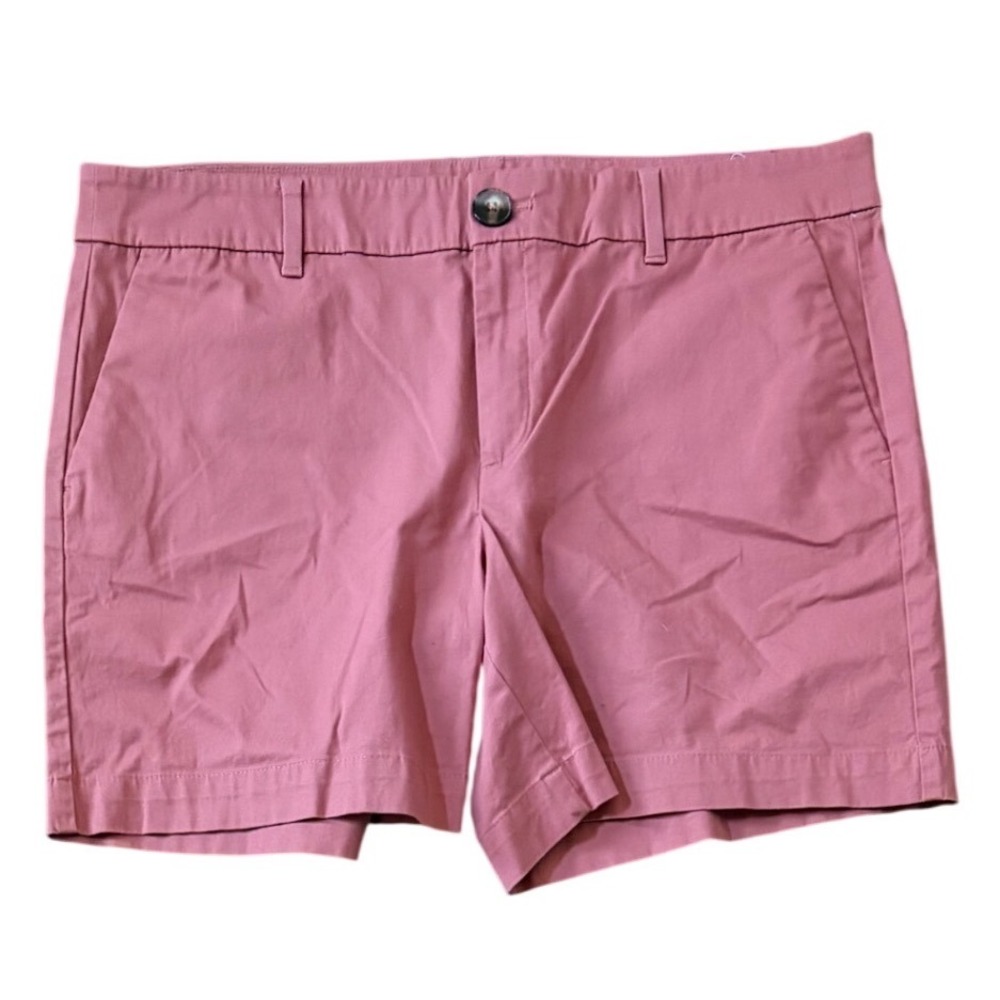 Ann Taylor Women Pink Chino Shorts Size 12 Stretch Cotton Mid Rise
